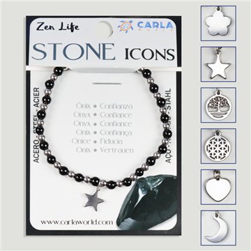 Pulsera mineral. Bola 4mm. Ónix