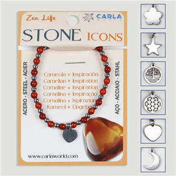 Pulsera mineral. Bola 4mm. Carneola