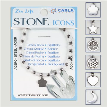 Pulsera mineral. Bola 4mm. Cuarzo Cristal