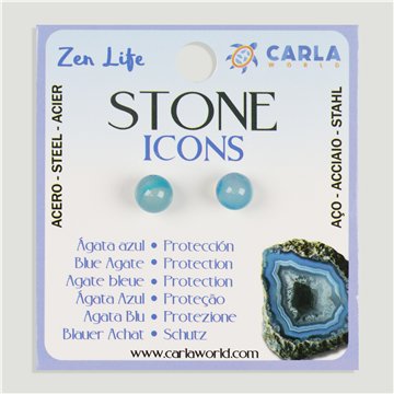 Mineral Earrings. 8mm Ball. Blue Agate