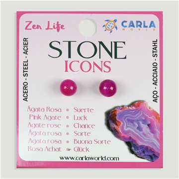 Mineral Earrings. 8mm Ball. Pink Agate