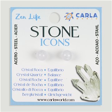 Pendientes mineral. Bola 8mm. Cuarzo Cristal