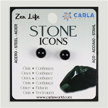 Pendientes mineral. Bola 8mm. Ónix