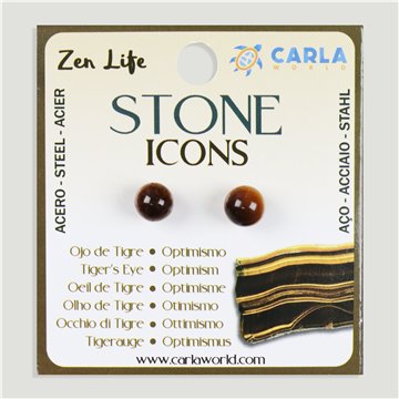 Pendientes mineral. Bola 8mm. Ojo de Tigre