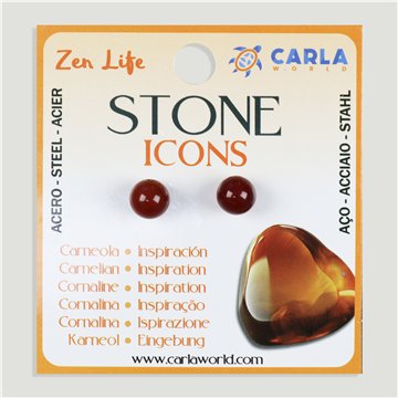Mineral Earrings. 8mm Ball. Carnelian