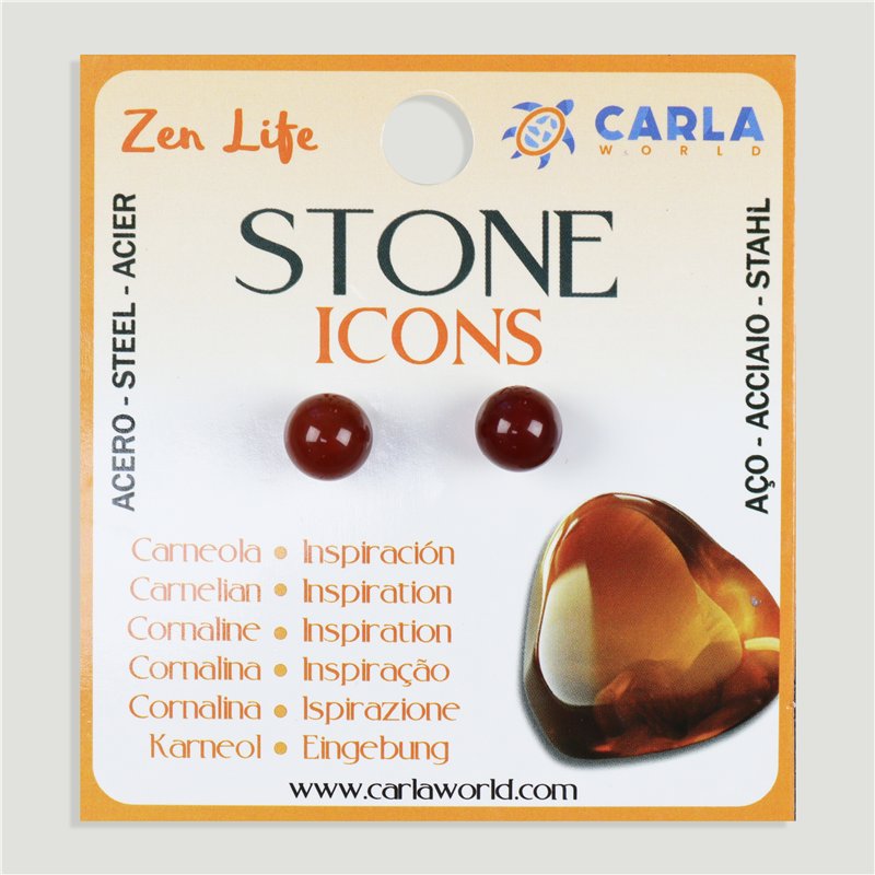 Mineral Earrings. 8mm Ball. Carnelian Mineral Earrings. 8mm Ball. Carnelian