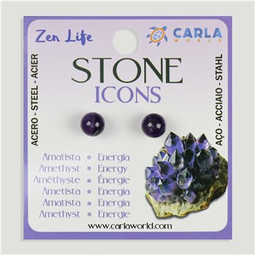 Pendientes mineral. Bola 8mm. Amatista