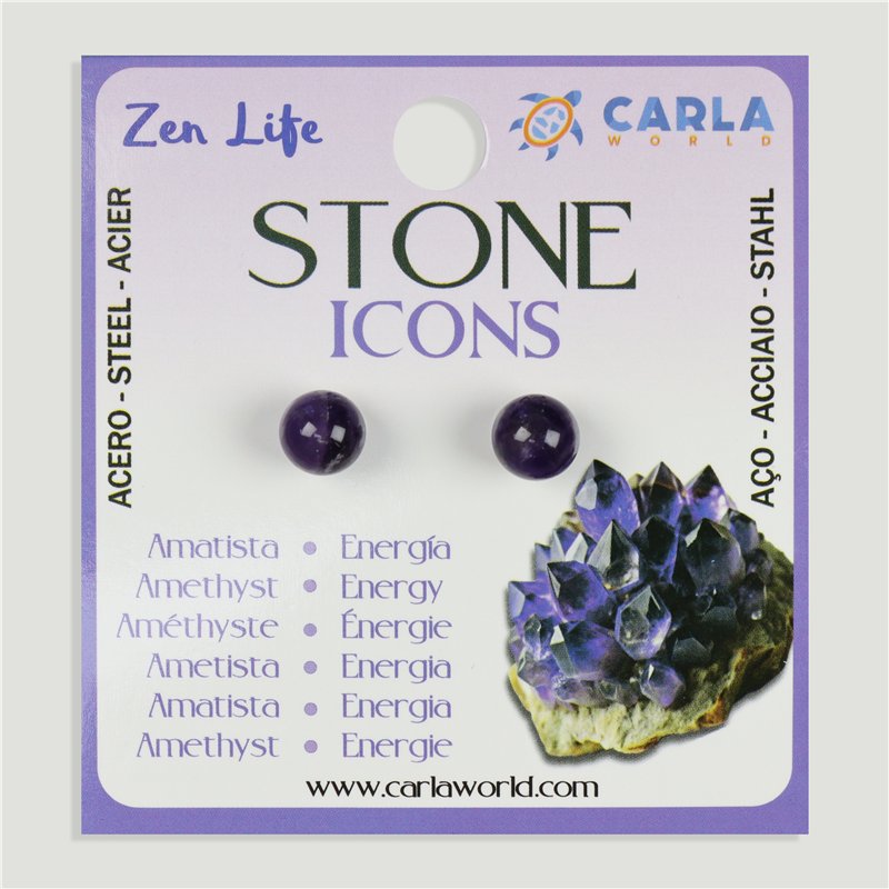Mineral Earrings. 8mm Ball. Amethyst Mineral Earrings. 8mm Ball. Amethyst