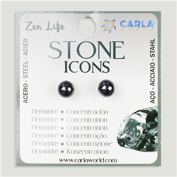 Mineral Earrings. 8mm Ball. Hematite