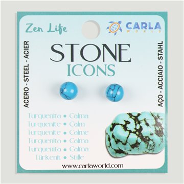 Pendientes mineral. Bola 8mm. Turquenita