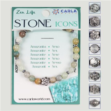 Gancho 90 – Pulsera bola mineral 6mm. + pieza central 10mm. aprox. 