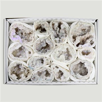 Assorted Aura Quartz Geodes. Box Approx. 39.5 x 26 x 5cm
