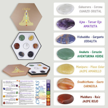 Rodados planos. Chakras. Estuche cartón con folleto informativo