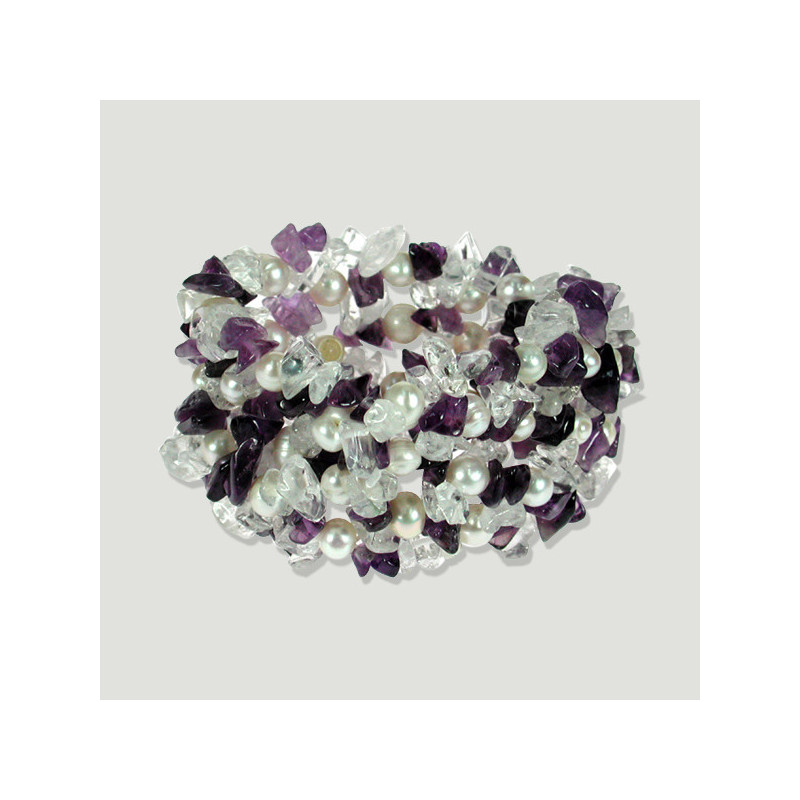 Pulsera chip y perla varias vueltas. Amatista y Cristal Roca Pulsera chip y perla varias vueltas. Amatista y Cristal Roca