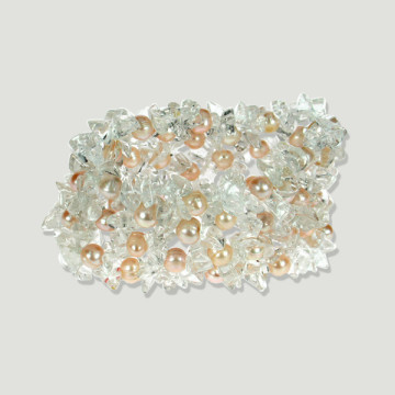 Pulsera chip y perla rosa varias vueltas. Cuarzo