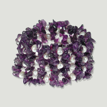 Pulsera chip y perla varias vueltas. Amatista