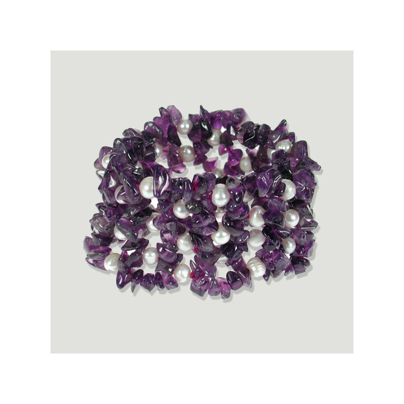 Pulsera chip y perla varias vueltas. Amatista Pulsera chip y perla varias vueltas. Amatista