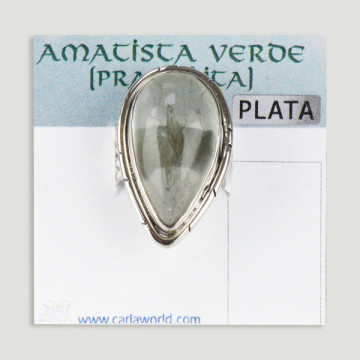 Anillo de Plata ajustable. Prasiolita. A partir de 9gr. (PRECIO POR GRAMO)