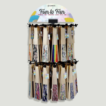 WOODEN FUN TO FAN. Display with 240 fans