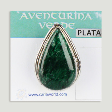 Anel de prata ajustável. Aventurina verde. A partir de 10,5gr. (PREÇO POR RELVA)