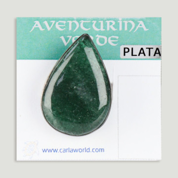Anel de prata ajustável. Aventurina verde. A partir de 10,5gr. (PREÇO POR RELVA)