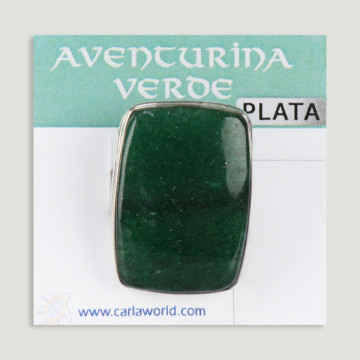 Anel de prata ajustável. Aventurina verde. A partir de 10,5gr. (PREÇO POR RELVA)
