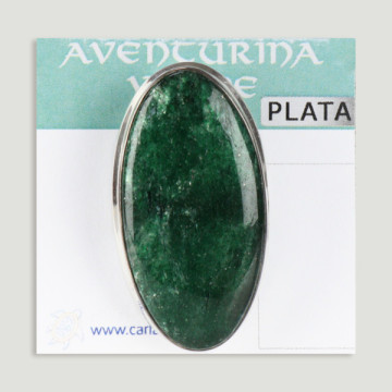 Anel de prata ajustável. Aventurina verde. A partir de 10,5gr. (PREÇO POR RELVA)