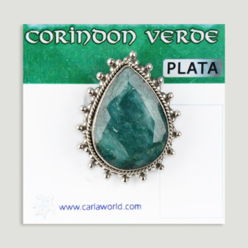 Anillo de Plata ajustable. Corindón Verde. A partir de 9,2gr. (PRECIO POR GRAMO)