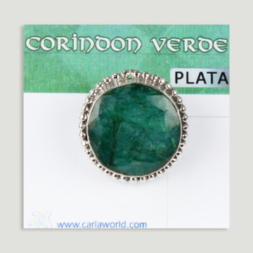 Anillo de Plata ajustable. Corindón Verde. A partir de 9,2gr. (PRECIO POR GRAMO)