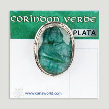 Anillo de Plata ajustable. Corindón Verde. A partir de 9,2gr. (PRECIO POR GRAMO)