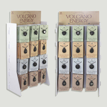 VOLCANO ENERGY. Pendentif Lave/Acier + Cordon - 72 pcs