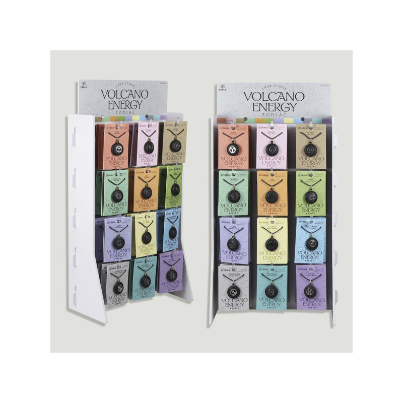 VOLCANO ENERGY. Zodiac Lava/Steel pendant + cord - 72 units VOLCANO ENERGY. Zodiac Lava/Steel pendant + cord - 72 units