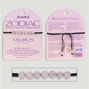 TAURO - Cuarzo Rosa - Pulsera 7 bolitas
