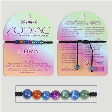 LIBRA - Ágata multicolor - Pulsera 7 bolitas