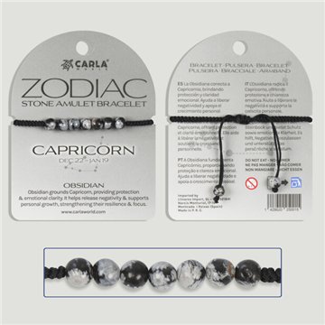 CAPRICORNIO - Obsidiana Nevada - Pulsera 7 bolitas