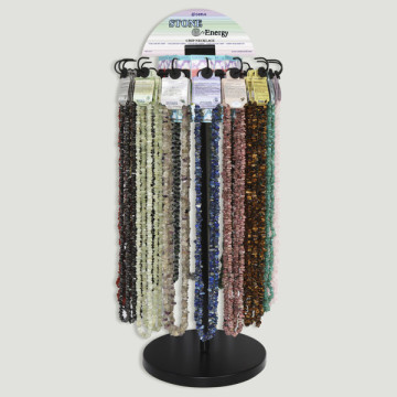 STONE ENERGY. Expositor giratorio mini. Collar Chip 90cm - 96uds