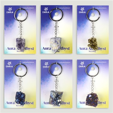 Porte-clés Druse Aura Améthyste. Couleurs assorties