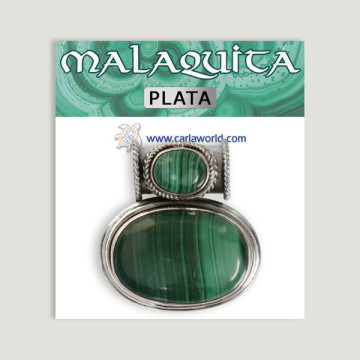 Colgante de Plata. Doble cabujón  Malaquita. A partir de 25,2 gr. (PRECIO POR GRAMO)