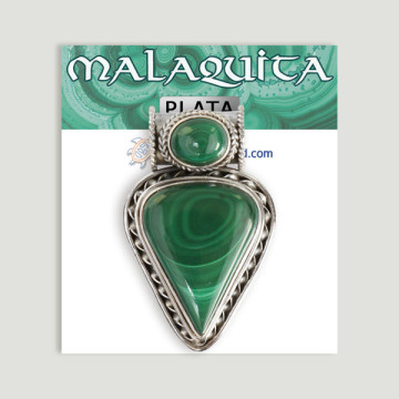 Colgante de Plata. Doble cabujón  Malaquita. A partir de 25,2 gr. (PRECIO POR GRAMO)