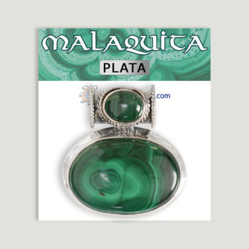 Colgante de Plata. Doble cabujón  Malaquita. A partir de 25,2 gr. (PRECIO POR GRAMO)