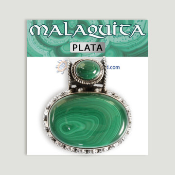 Colgante de Plata. Doble cabujón  Malaquita. A partir de 25,2 gr. (PRECIO POR GRAMO)