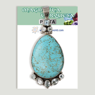 Colgante de Plata. Magnesita Turquesa con gemas. A partir de 19,2 gr. (PRECIO POR GRAMO)