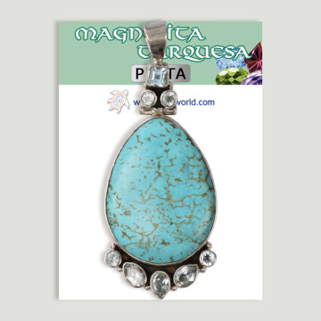 Silver Pendant. Magnesite Turquoise with gemstones. Starting at 19.2 gr. (PRICE PER GRAM)