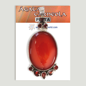 Silver Pendant. Carnelian Agate with gemstones. Starting at 18 gr. (PRICE PER GRAM)