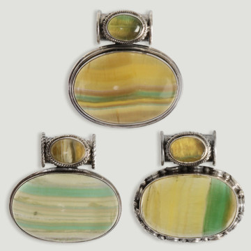 Colgante de Plata. Doble cabujón  Fluorita. A partir de 45,80 gr. (PRECIO POR GRAMO)