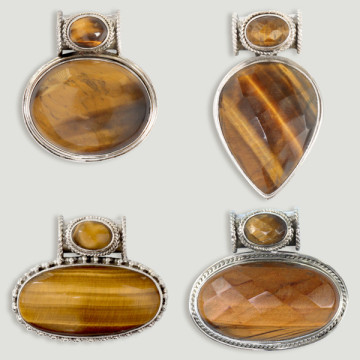 Colgante de Plata. Doble cabujón  Ojo de Tigre. A partir de 29,30 gr. (PRECIO POR GRAMO)