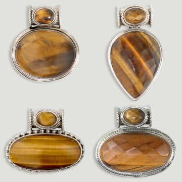 Colgante de Plata. Doble cabujón  Ojo de Tigre. A partir de 29,30 gr. (PRECIO POR GRAMO)