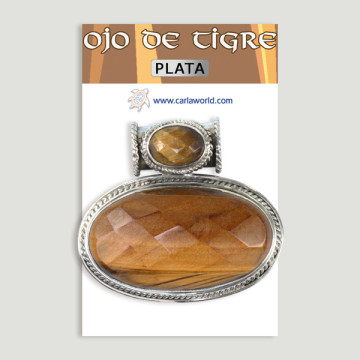 Colgante de Plata. Doble cabujón  Ojo de Tigre. A partir de 29,30 gr. (PRECIO POR GRAMO)
