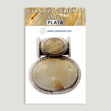 Colgante de Plata. Doble cabujón  Cuarzo Rutilo Oro. A partir de 24 gr. (PRECIO POR GRAMO)