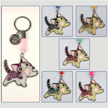 Porta-chaves BFF. Gato sonriendo. Couleurs assorties